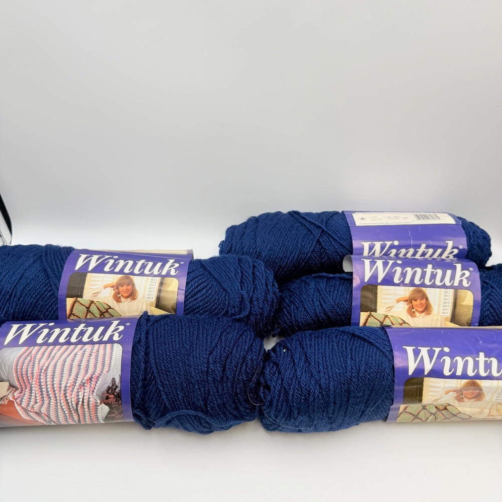 Caron Wintuk Yarn 5 Skeins Navy 3186 Worsted 4 Ply 100% Acrylic K8700